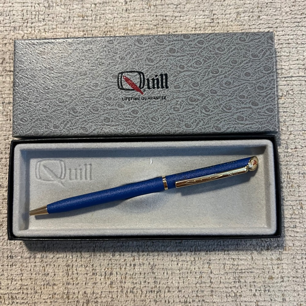Vintage Quill Kellogg's Battle Creek Plant 1993‎ Record Year Blue Gold Pen Boxed